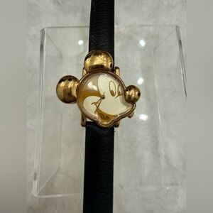 Disney Gold Tone Mickey Ear Wristwatch with Black Strap